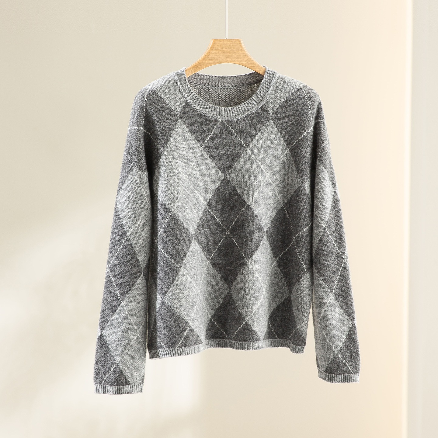 Autumn and Winter New Three-Color Sesame Dot Jacquard Round Neck 100% Sheep Wool Knitwear Fashionabl