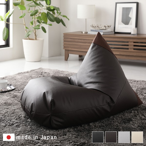 ビーズクッション ソファ ブラウン 三角 合皮 レザー ファブリック素材 軽量 取っ手付き 日本製 7,152円
