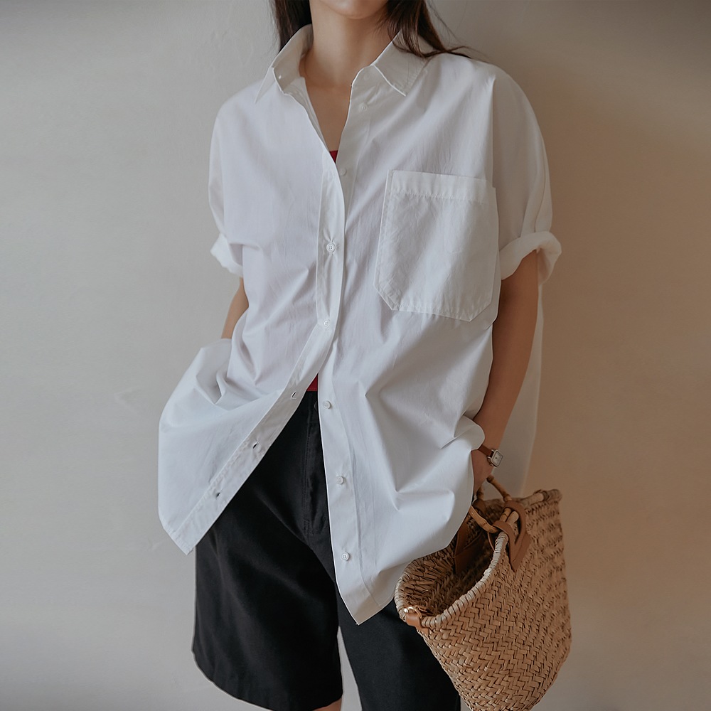 ケオコットンオーバーバクシーロールアップ1/2シャツ 7,731円