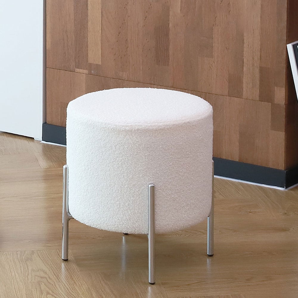 【スツール 椅子】北欧風 ファブリック 丸型 スチール脚 コンパクト収納