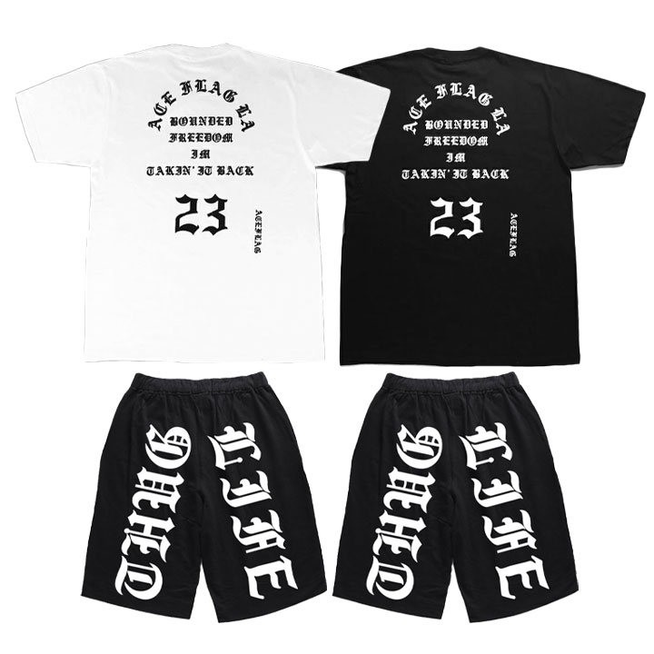 ACE FLAG 上下セット 半袖 ブランド Tシャツ ハーフパンツ メンズ 春夏用 全2色 大きいサイズ エースフラッグ セットアップ Pablo パブロ デザイン