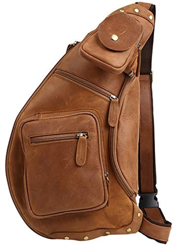 ボディバッグ 本革 メンズ レザー ショルダーバッグ 斜めがけ レディース 全6色 ヌメ革(ブラウン ヌメ革)