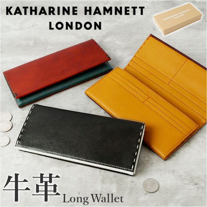 katharine hamnett キャサリン ハムネット 長財布 本革 通販 財布 お財布 さいふ ウォレット 革 レザー 大容量 薄い お札 小銭 コイン カード かぶせ かぶせ型 ブランド メン