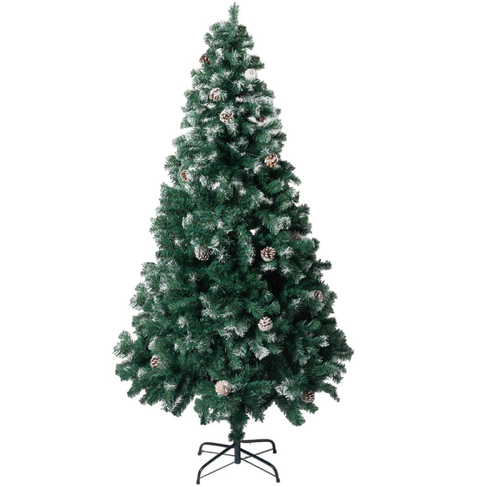 クリスマスツリー 『本物の葉の色を再現したナチュラルツリー』 150cm 120cm 180cm 210cm まつぼっくり 松かさ コンパクト収納可能 (グリーン 雪付き 150)