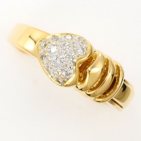 K18 18金 YGWG リング 指輪 12号 ダイヤ 0.13 カード鑑別書 ジュエリー 中古