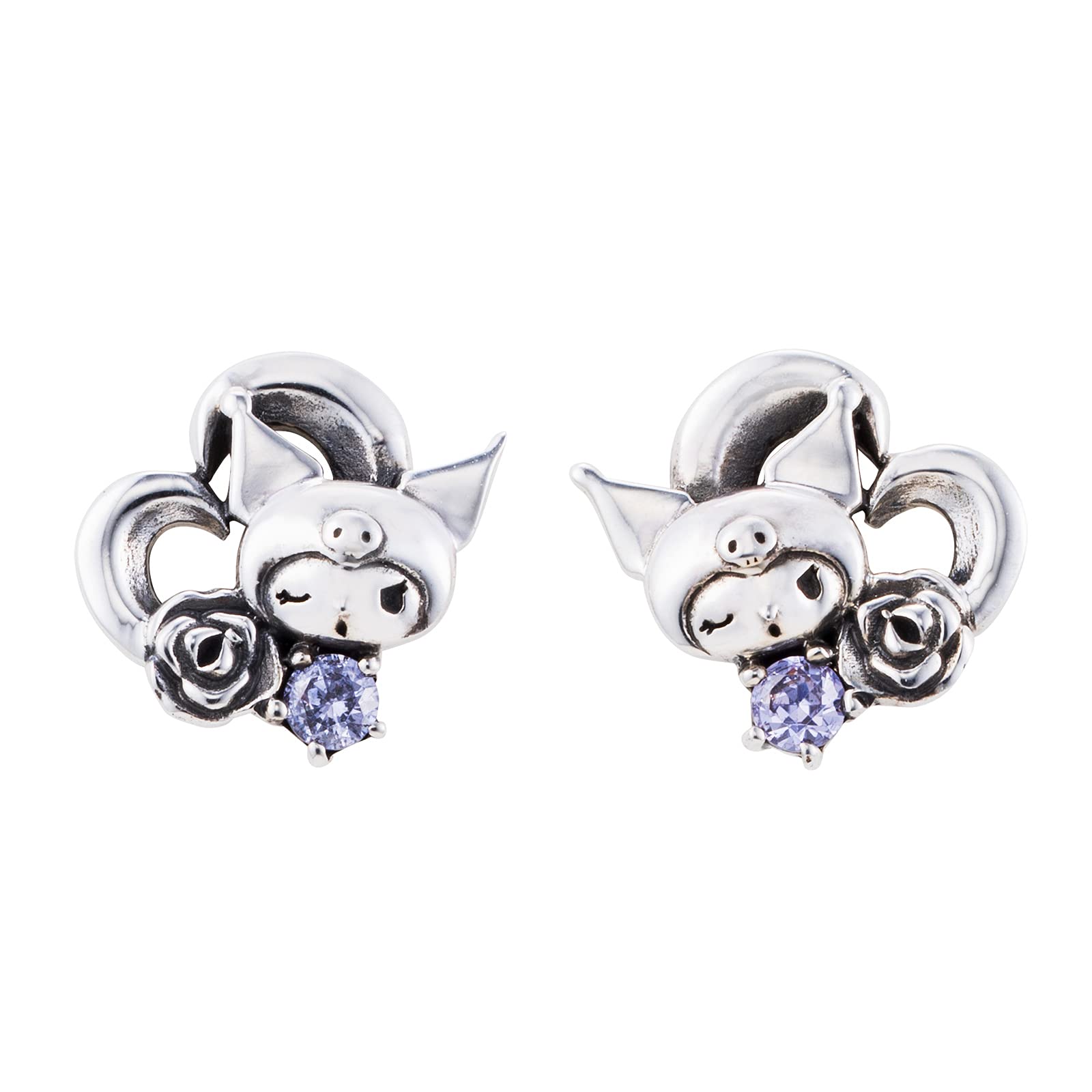 [ ホワイトクローバー ] クロミ ピアス シルバー925 キュービックジルコニア いぶし ハート 花 KUROMI サンリオキャラクターズ SAKU-P005 10,024円