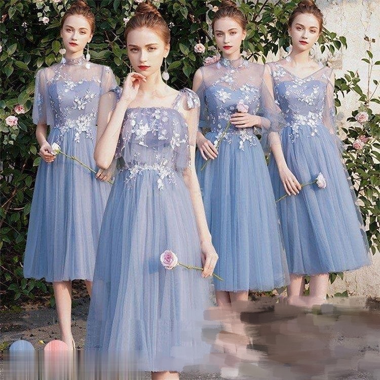 パーティードレス ミモレ丈 ドレス 4タイプ ドレス 二次会 結婚式 花嫁 花嫁ドレス パーティー