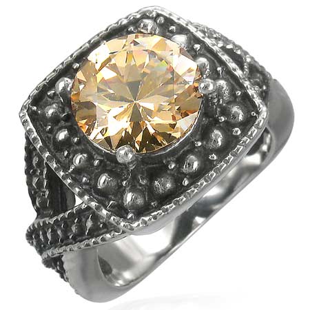 ヘブンジュエルステンレスリング（ピーチ）（RCZ032）指輪 26号 ジルコニア クリスタル 綺麗 かっこいい 宝石 サージカルステンレス316L 男性 女性 プレゼント r0495xxxxxxxx