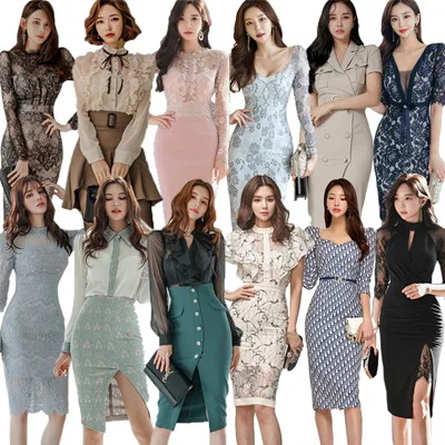 韓国ファッションL正式な場合礼装ドレスセクシーなワンピース一字肩二点セット側開深いVネックや