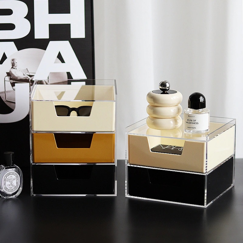 アクリル混合色引き出し式化粧品防塵オフィスデスク文具収納ボックス多層アクリル収納ボックス