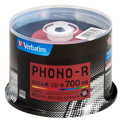 他サイト： バーベイタム(Verbatim) SR80PH50V1 データ用CD-R 700MB 50枚48倍速 PHONO-Rの商品画像