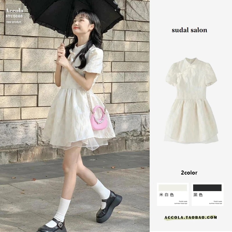 ロリータ コスプレ 春夏 新作 中国風 チャイナドレス ティーブレイクドレス 可愛らしい ワンピース