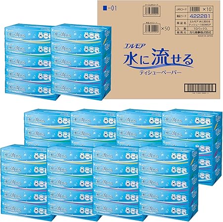 【ケース販売】エルモア 水に流せるティッシュペーパー×10 5,442円