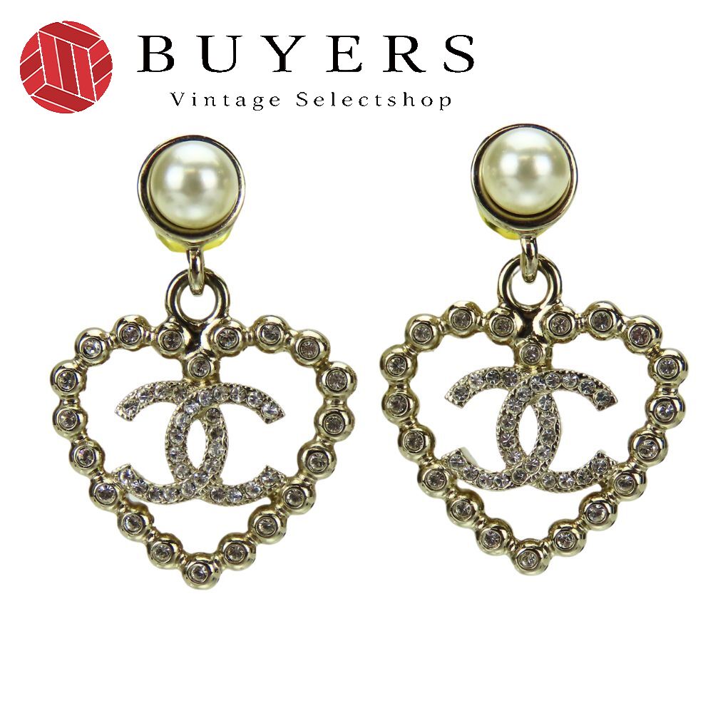 中古 ピアス ココマーク メタル シルバー ハート ラインストーン C25P レディース 女性