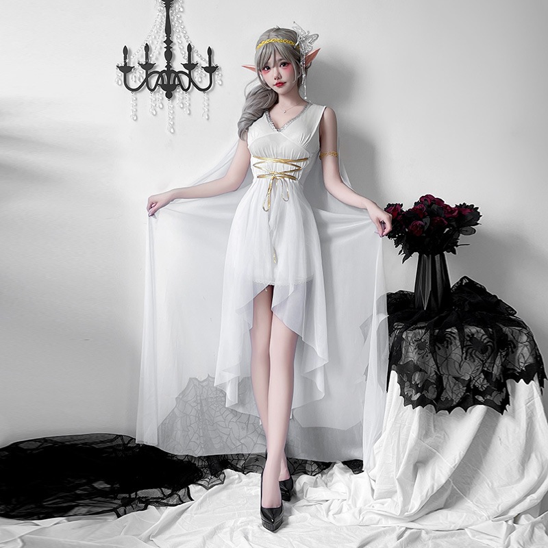 ギリシャの女神中世のスカートハロウィンコスチュームエルフドレスクレオパトラアテナパフォーマンスコスチューム