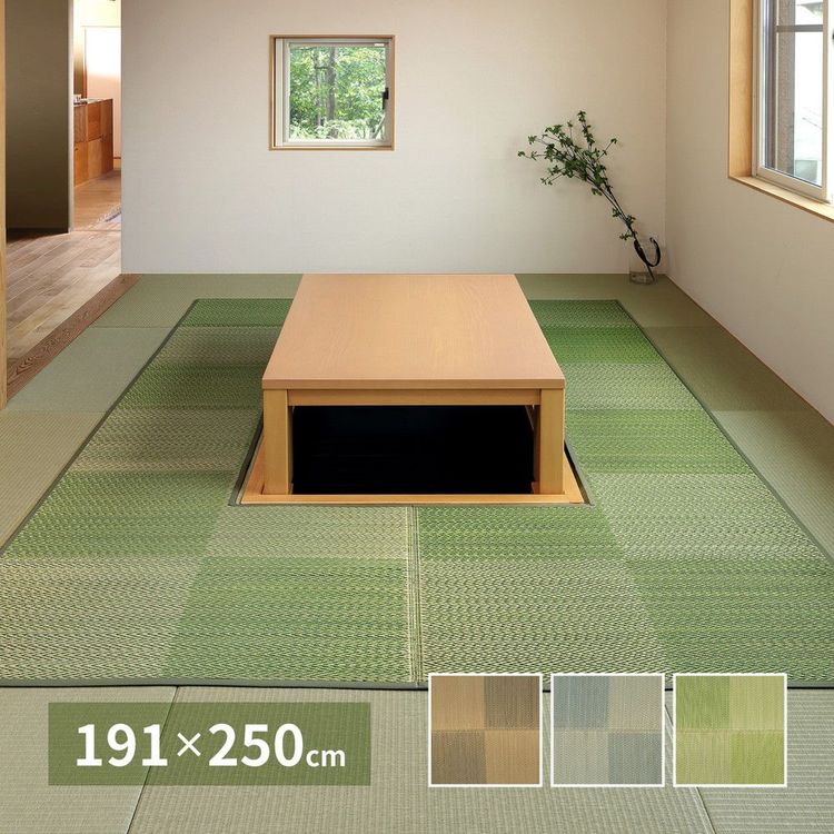 掘りごたつ用カーペット 長方形 191×250cm 夏 い草 畳 中抜き ござ
