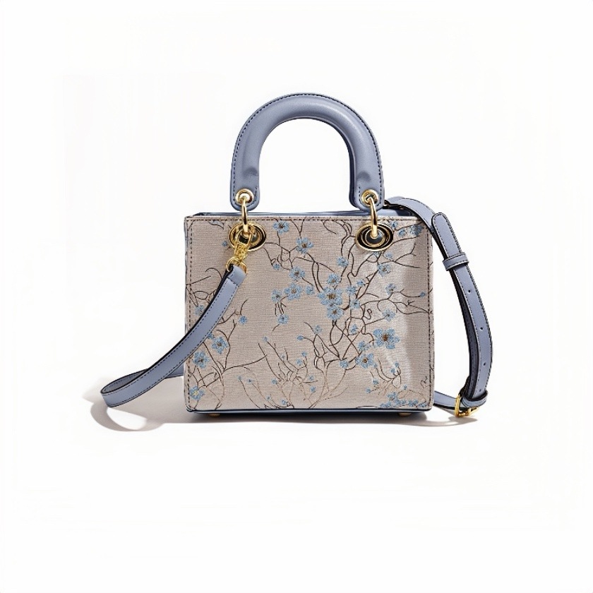 プレミアム PU レザー ダイアナバッグ（梅刺繍）