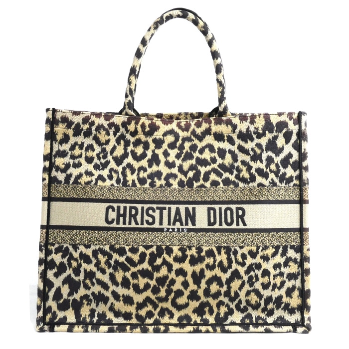 Dior ディオール ブックトート ラージ レオパード トートバッグ レディース 中古