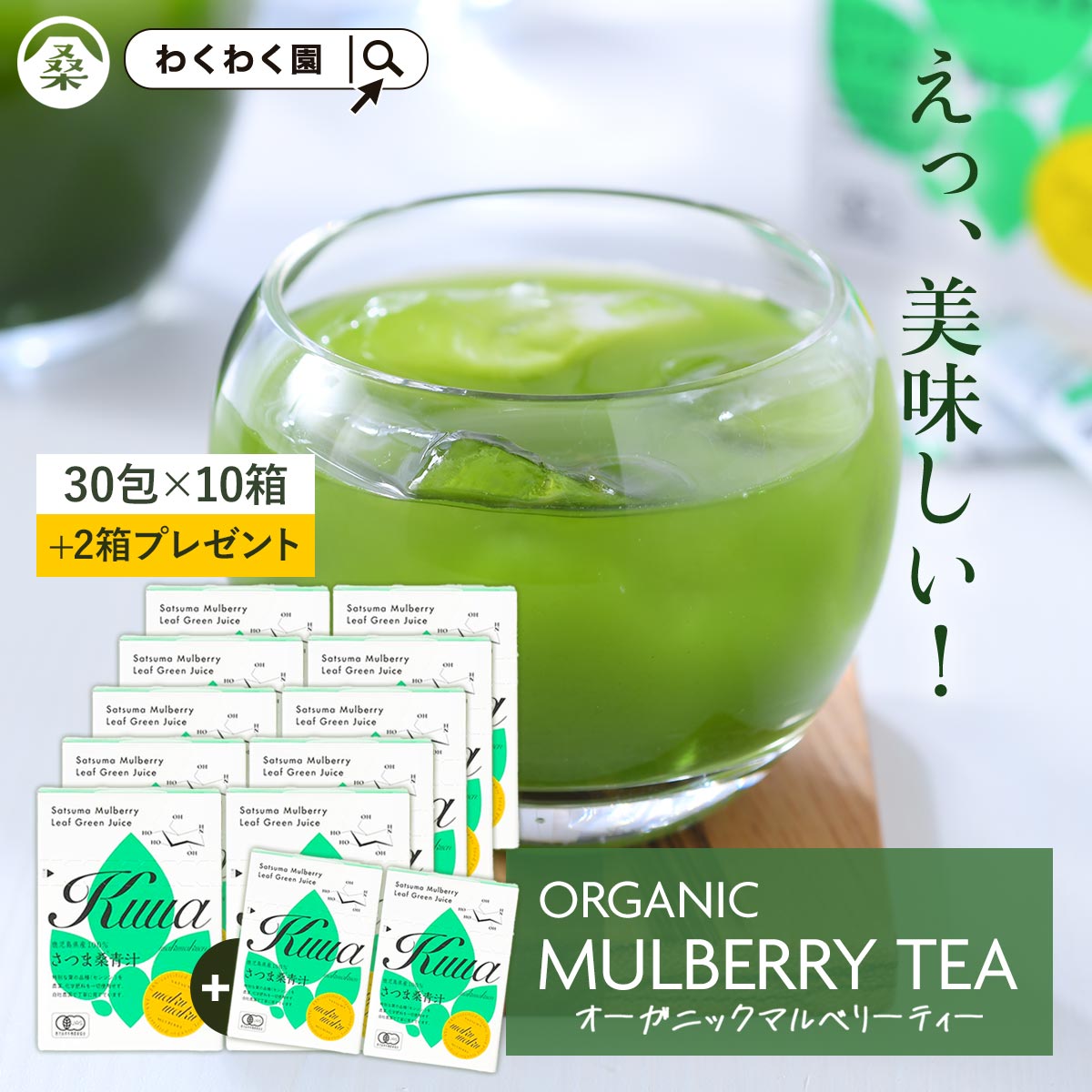 ( さつま桑青汁 30包10箱 )【2箱おまけ】 桑の葉 桑 さつま桑 青汁 純粋桑青汁 スティックタイプ 国産 有機JAS オーガニック 糖質制限 低糖質 ノンカフェイン 免疫 送料無料 _cpn