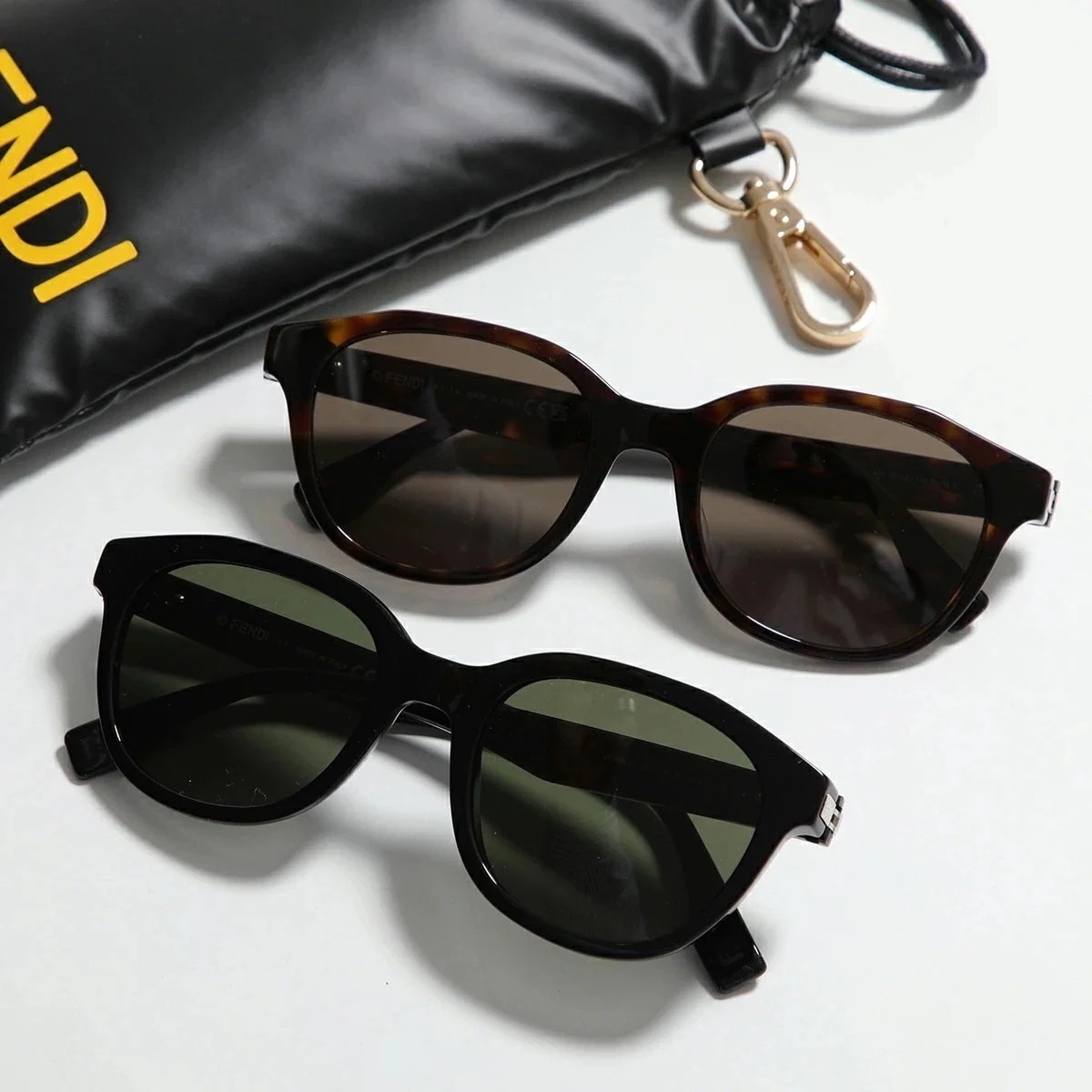 FENDI フェンディ サングラス FE40092F FE40092I レディース ウェリントン型 フルリム セルフレーム FF柄 ズッカ柄 アイウェア カラー2色