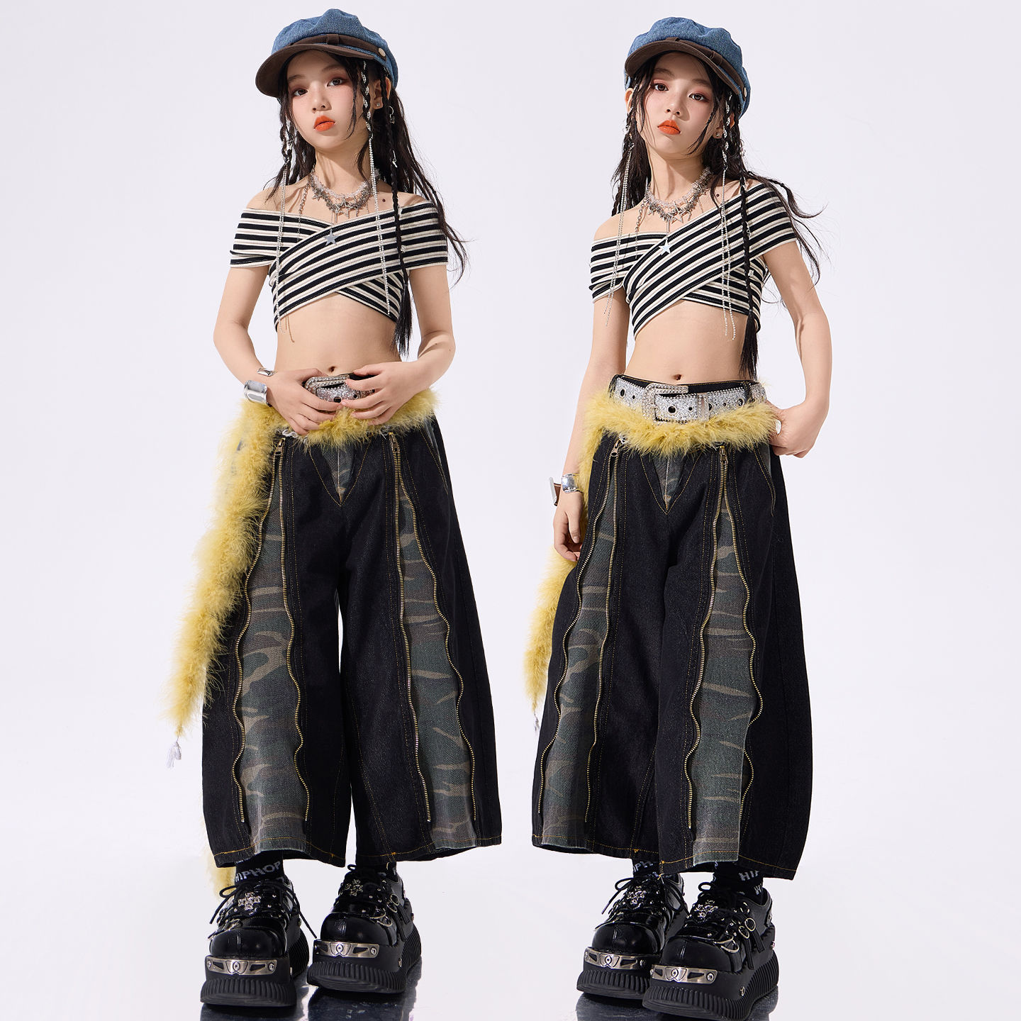 クールガール クロップトップス 女の子用ジャズダンス衣装トレンドの子供用ストリートダンス衣装女子グループのパフォーマンス衣装女の子用ダンス衣装