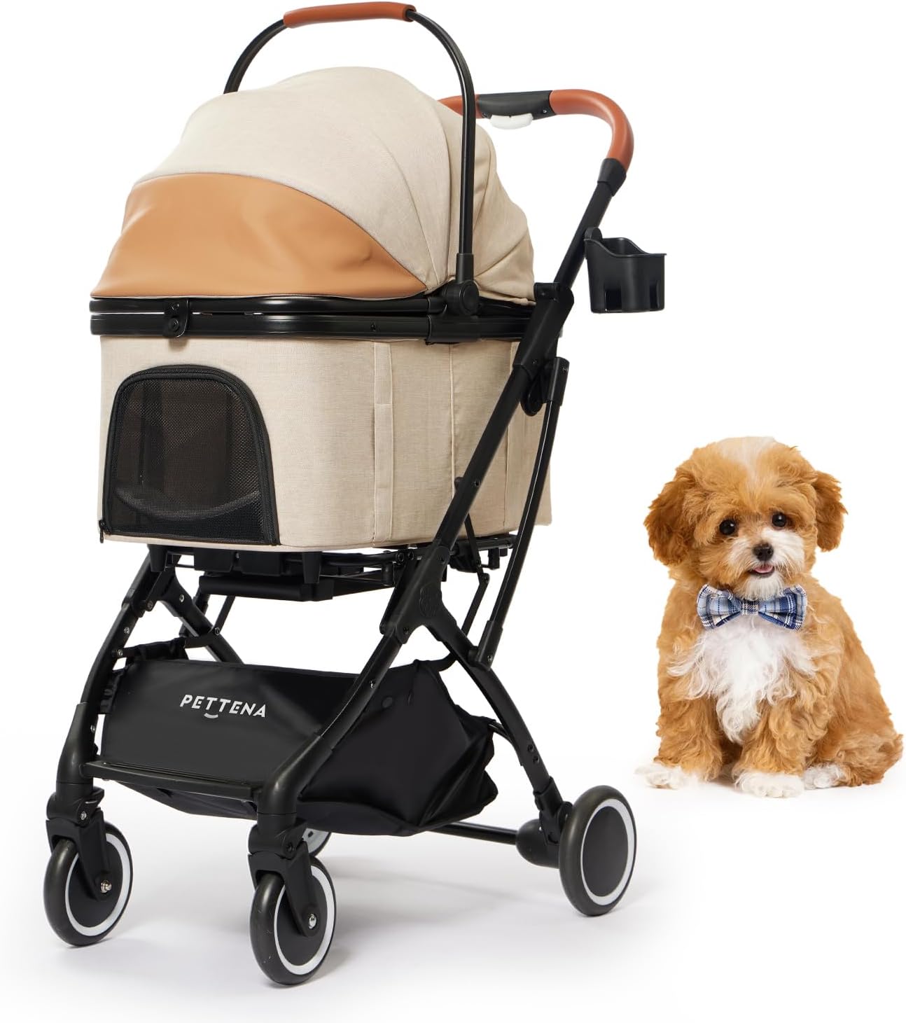 分離型ペットカート 小型犬用 耐荷重20kg 自立型 広い空間 キャリーコット付き ワンタッチ折りたたみ 軽量
