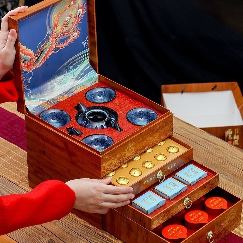 お茶ギフトボックスシナモンラプサンスーチョンプーアール小豆茶小瓶紅茶ウーロン茶無料お茶セットギフト卸売