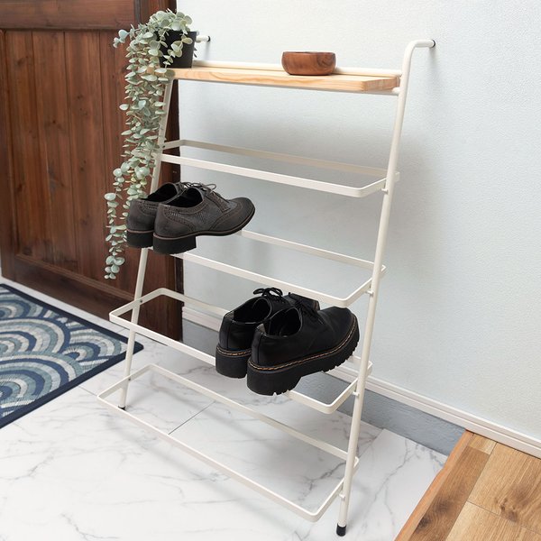 アイアン シューズラック ホワイト ブラック