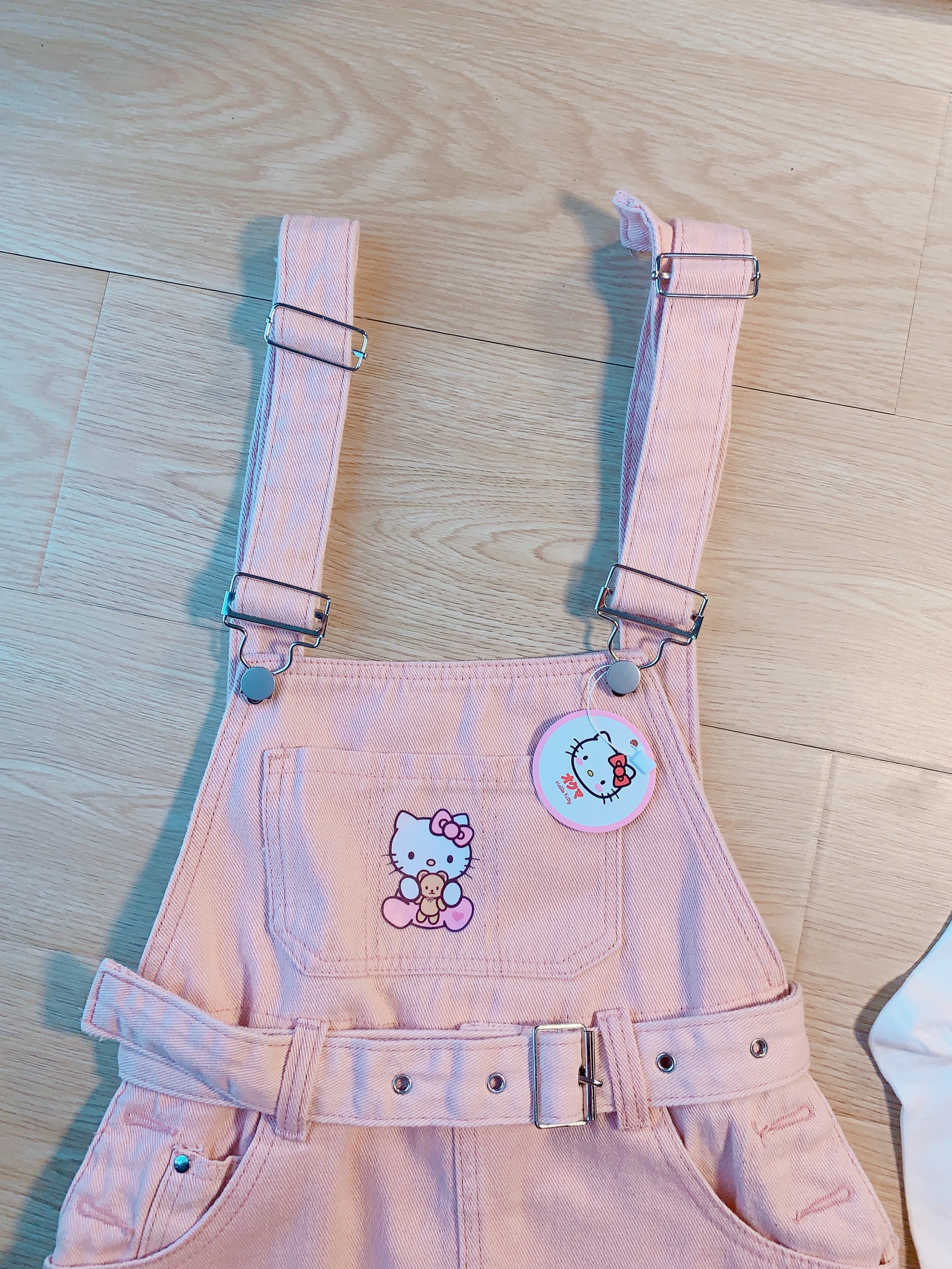 ハローキティキャミソールワンピースハローの甘いピンクの可愛い女の子デニムサロペットワンピース