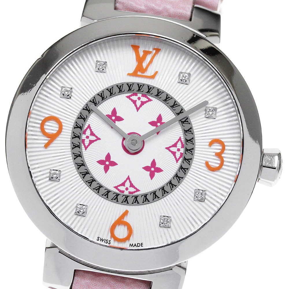 ルイ・ヴィトン LOUIS VUITTON QA146 タンブールスリム 8Pダイヤ クォーツ レディース _830997【中古】