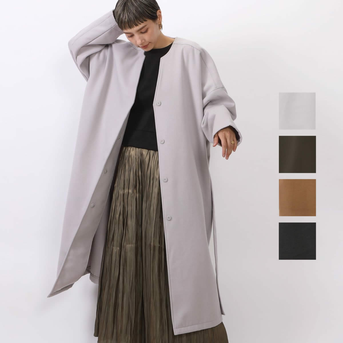 【ゑとらんぜ】飽きのこないシンプルなデザインで肌触りの良いライトロングコート
