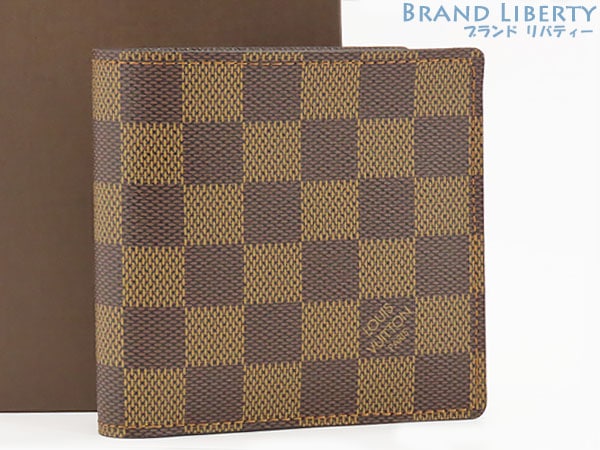 新古品ルイヴィトンダミエポルトビエカルトクレディモネ二つ折り財布マルコダークブラウンN61665