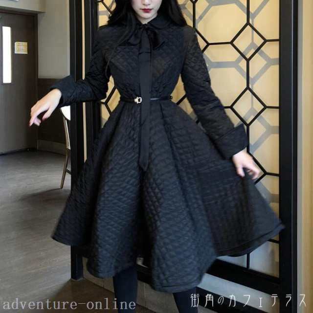 【2025新作入荷】キルティング ワンピース キルティングワンピース レディース ワンピースドレス 膝丈 ひざ丈 膝下 ひざ下 長袖 フレア 大人 カジュアル