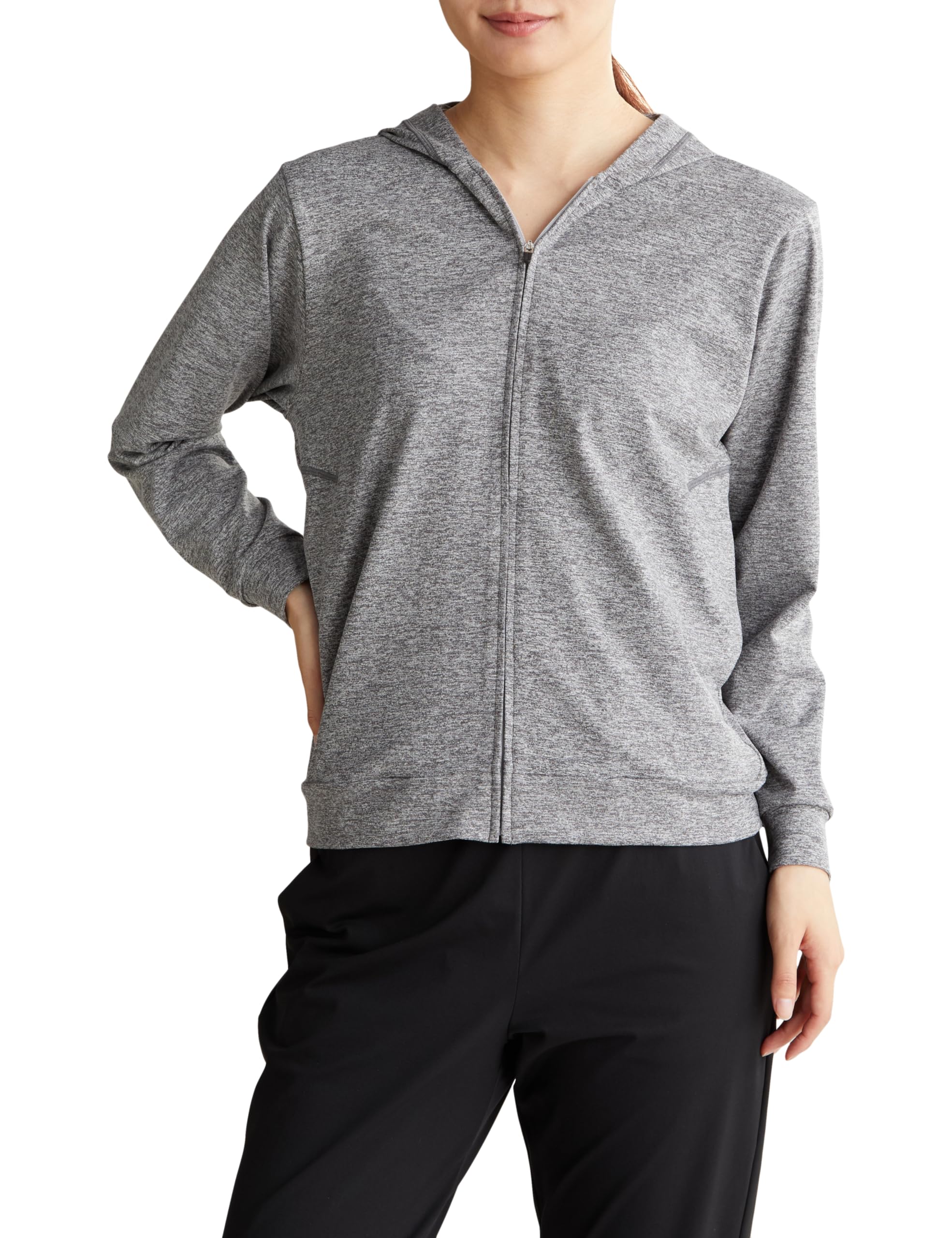 [ダンスキン] スウェット 吸汗速乾 抗菌防臭 UVケア オールデイアクティブフーディー 524105 レディース ミックスグレー XL