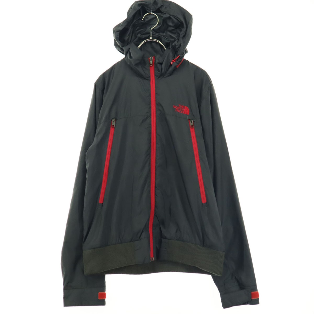 美品 刺繍 長袖 ウインドブレーカー ダークグレー系 NPO01134 メンズ 古着