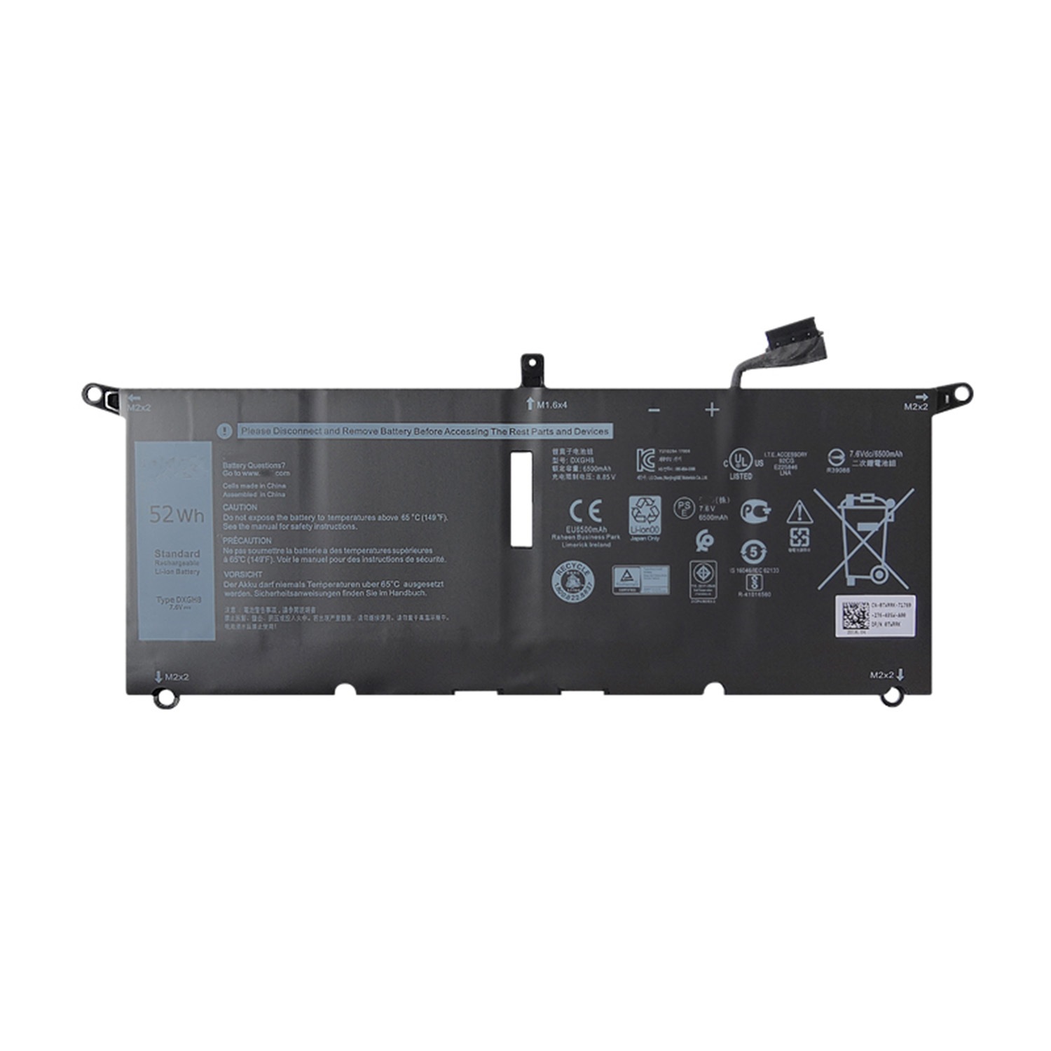 DXGH8 バッテリー DXGH8 電池 52Wh 電池・DELLノートパソコン互換 XPS 9370 9380 5390 P82G 交換用のバッテリー dc909-A302