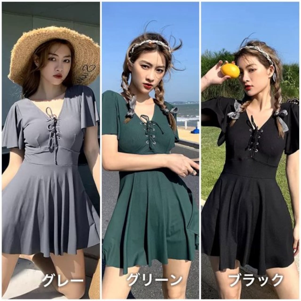 【3日で出荷】水着 レディース ワンピース水着 ハイウエスト 袖付き 体型カバー セパレート 水泳 海水浴 プール ビーチ 夏 デザイン スイム マリンウェア トレンド リゾート 夏 セクシー フリル