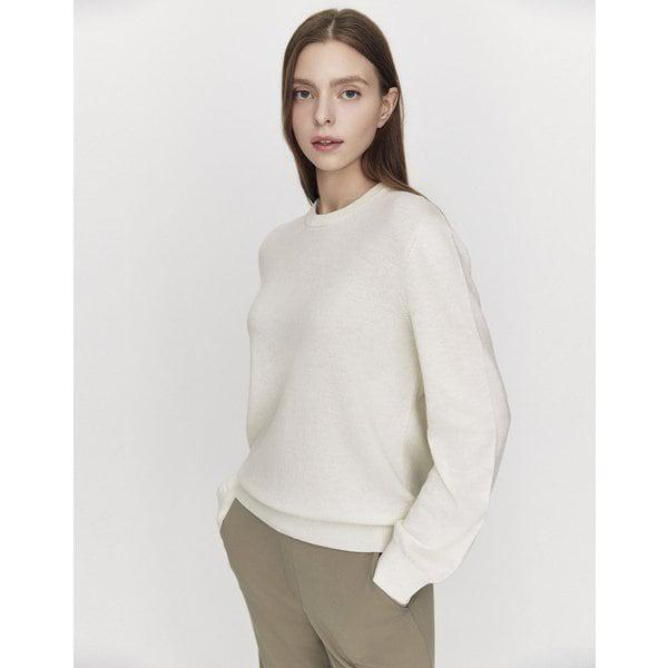 NEW [ノ・ジョンウィ] レディース カシブレンド クルーネック 長袖 ニット セーター 12GG 05355912(01アイボリー)