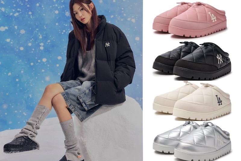 3AWBQWM46韓国限定販売 冬の新商品 フラッシュ キルティング ミュール LAドジャース