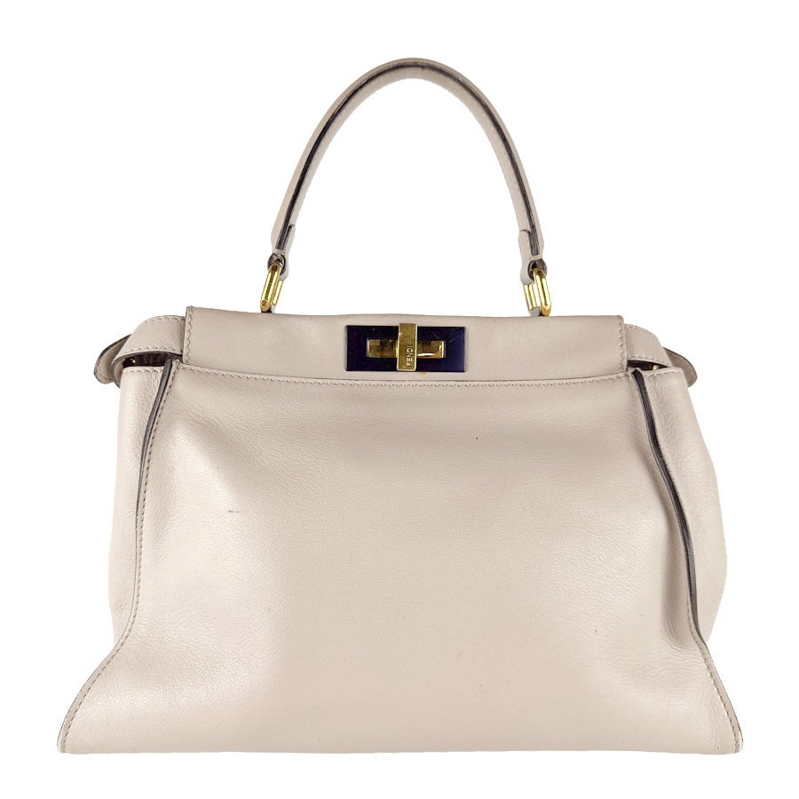 フェンディ FENDI ハンドバッグ ショルダーバッグ ピーカブー レザー ライトグレージュ ゴールド レディース 8BN290-3ZN z8583