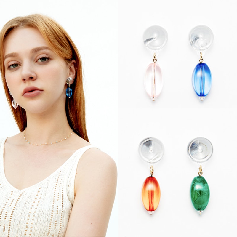 COLOR GLASS MARBLE EARRINGS/デイリーリング/ 人気ジュエリー /韓国ファッションジュエリー /韓国の人気アクセサリー