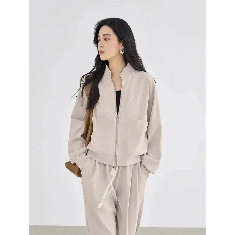 人气作韓国ファッションセットアップ春と秋ファッション通勤スポーツスウェットシャツ2点セットレディース秋運動セットカジュアル着痩せゆったりスウェットストレートパンツスウェッ
