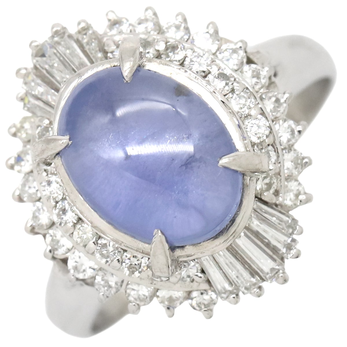 リング 指輪 スターサファイア ダイヤリング Pt900 サファイア プラチナシルバー ブルー 青 15号【中古】 90,640円