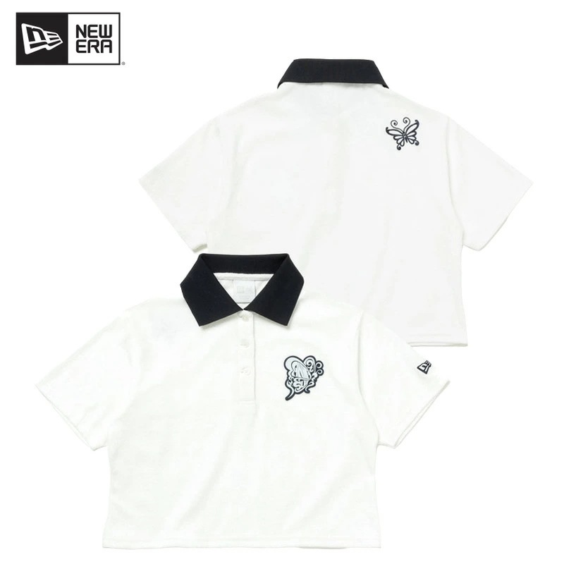 ニュー エラ NEW ERA WOMENS 半袖 ポロシャツ ANNA SUI アナ スイ パイル ホワイト ショート丈 半袖カットソー トップス レディース