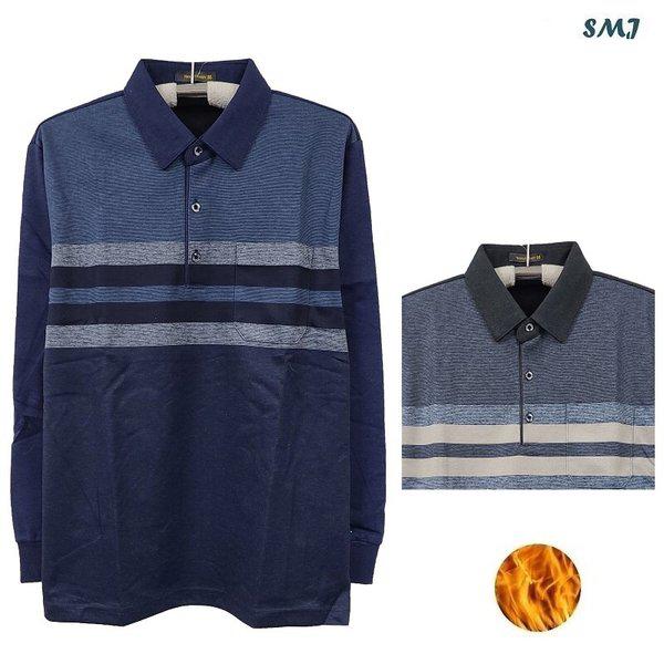 SMJ1849 メンズ起毛カラーTシャツ 長袖 中年男性 冬