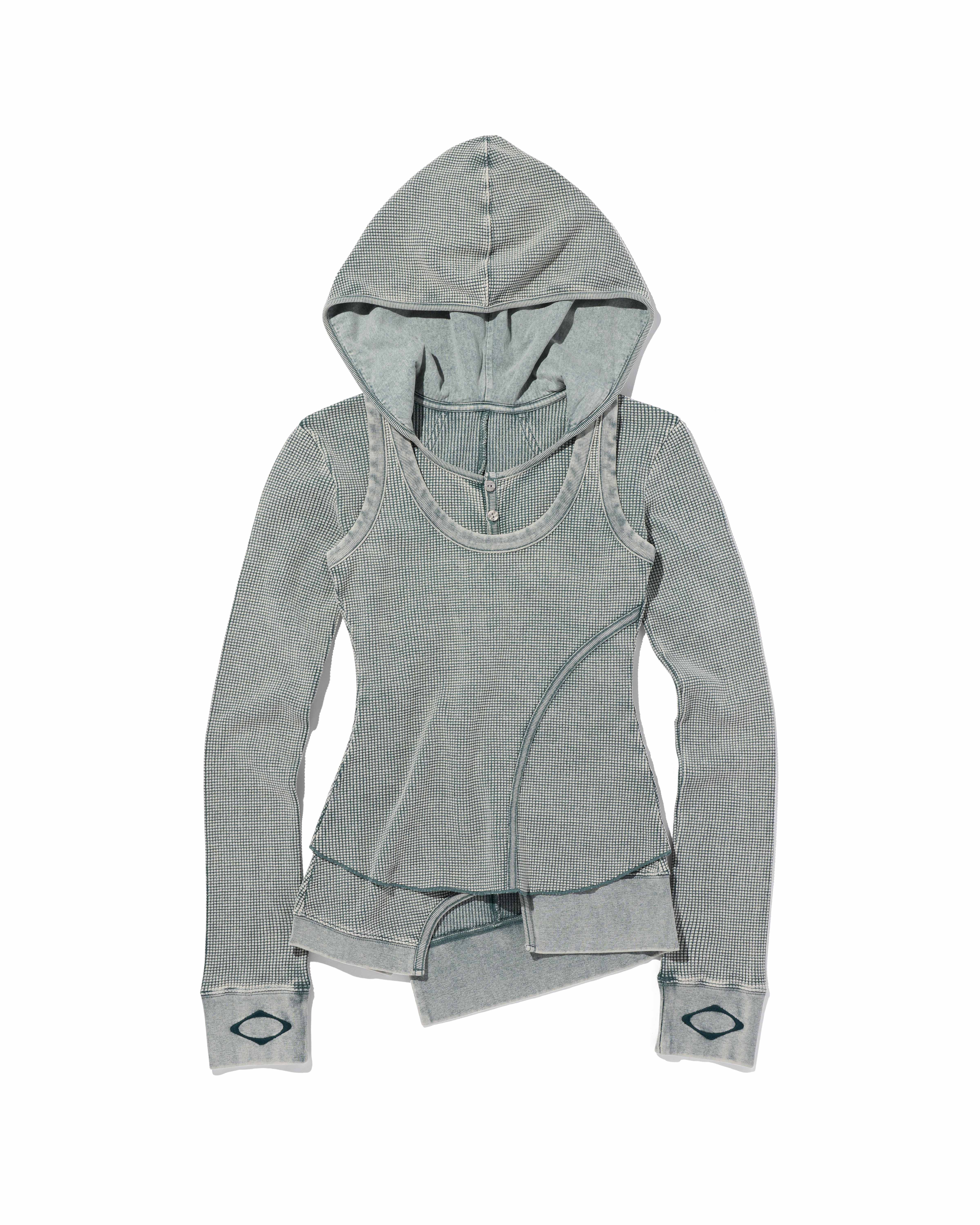 【MISCHIEF】 LAYERED WAFFLE HOODIE SET : BLEACHED KHAKI