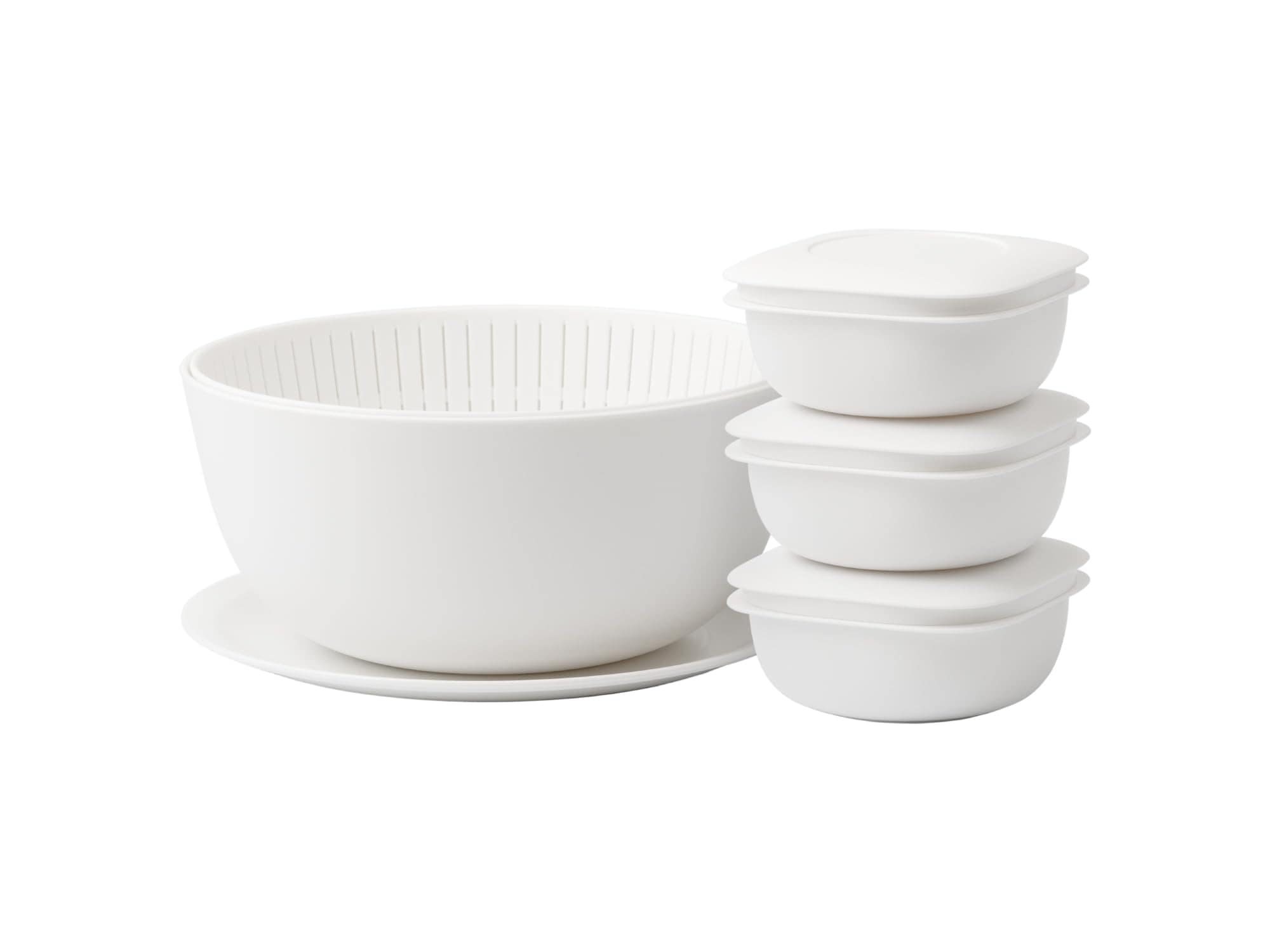 ライクイット (like-it) 米とぎにも使えるザルとボウル(プレート＆蒸気であたためる冷凍ごはん容器3個組)LBK-S-01 セット ホワイト 一膳分(160200g) ご飯冷凍容器(電子レンジ/