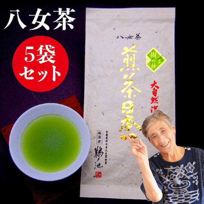 八女茶 煎茶 100g 5袋セット 樹の抄 産地直送 安心安全 お茶 緑茶 茶葉 日本茶 ネコポス