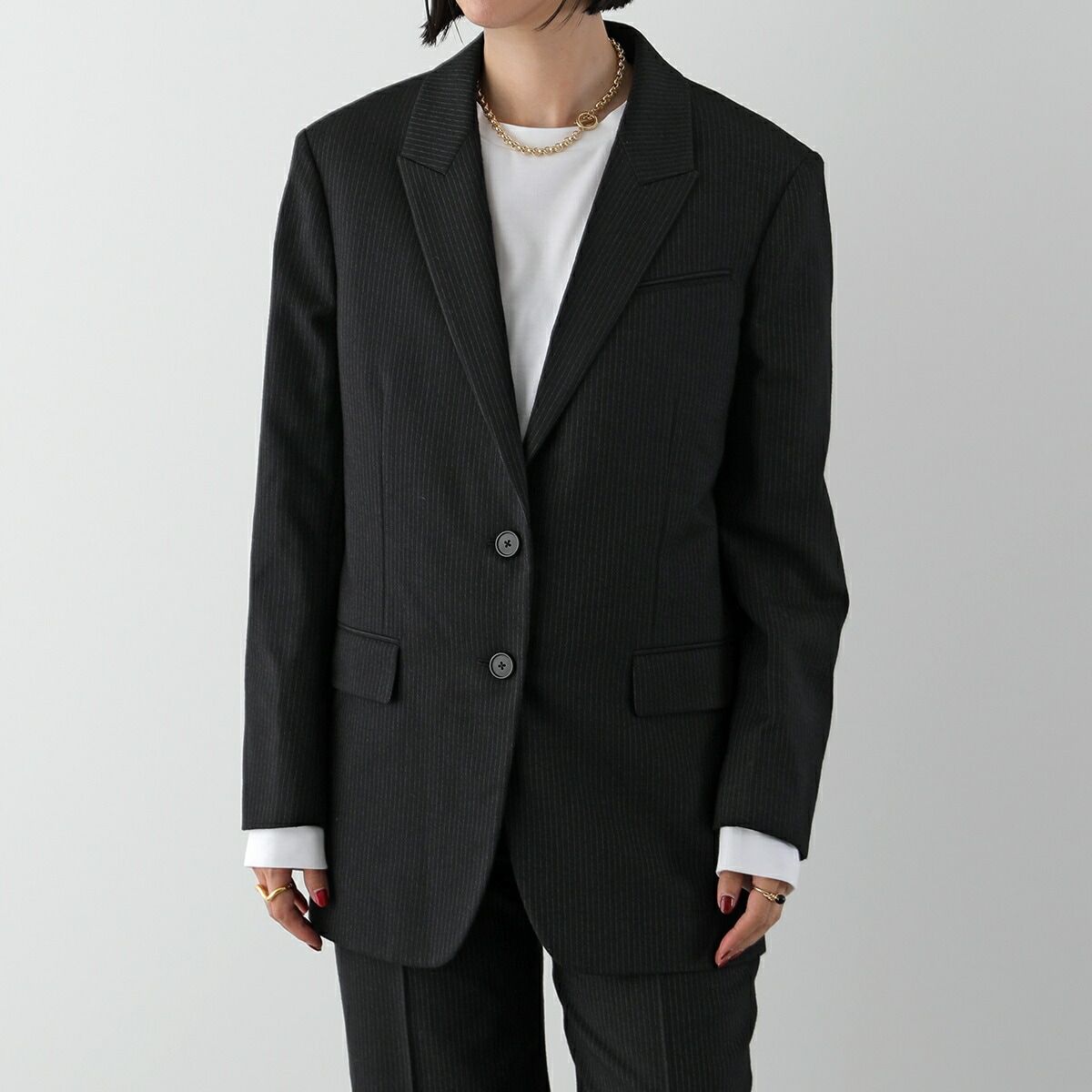 THE ROW ザ・ロウ ジャケット LAUDONIA JACKET 7549 W2639 レディース ストライプ テーラードジャケット バージンウール セットアップ可能 BME