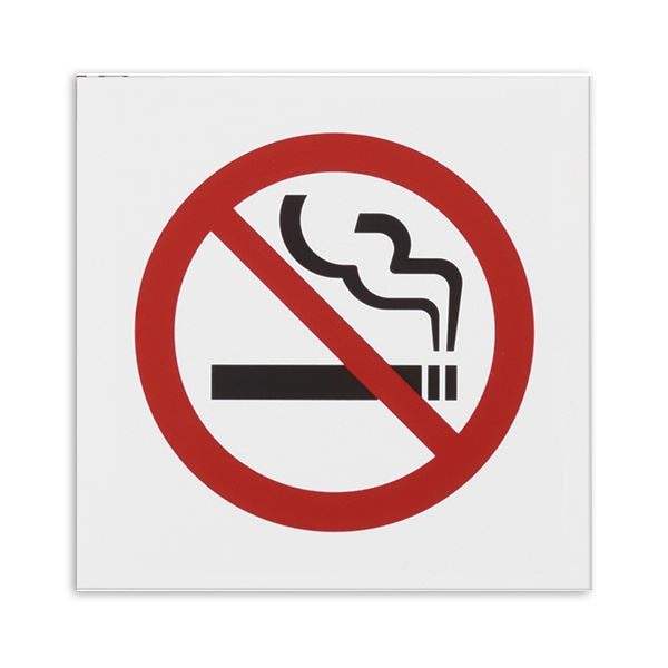 （まとめ） 光 アクリルマット板サイン 禁煙マークテープ付 タテ100ヨコ100厚み2mm 白 KMP1052-2 1枚 10セット